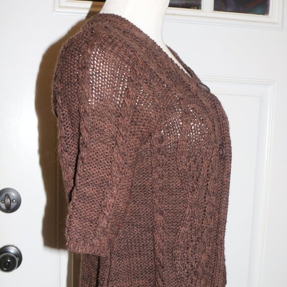 Pink Cardigan brown knit size large nice and simple - Picture 3 of 7